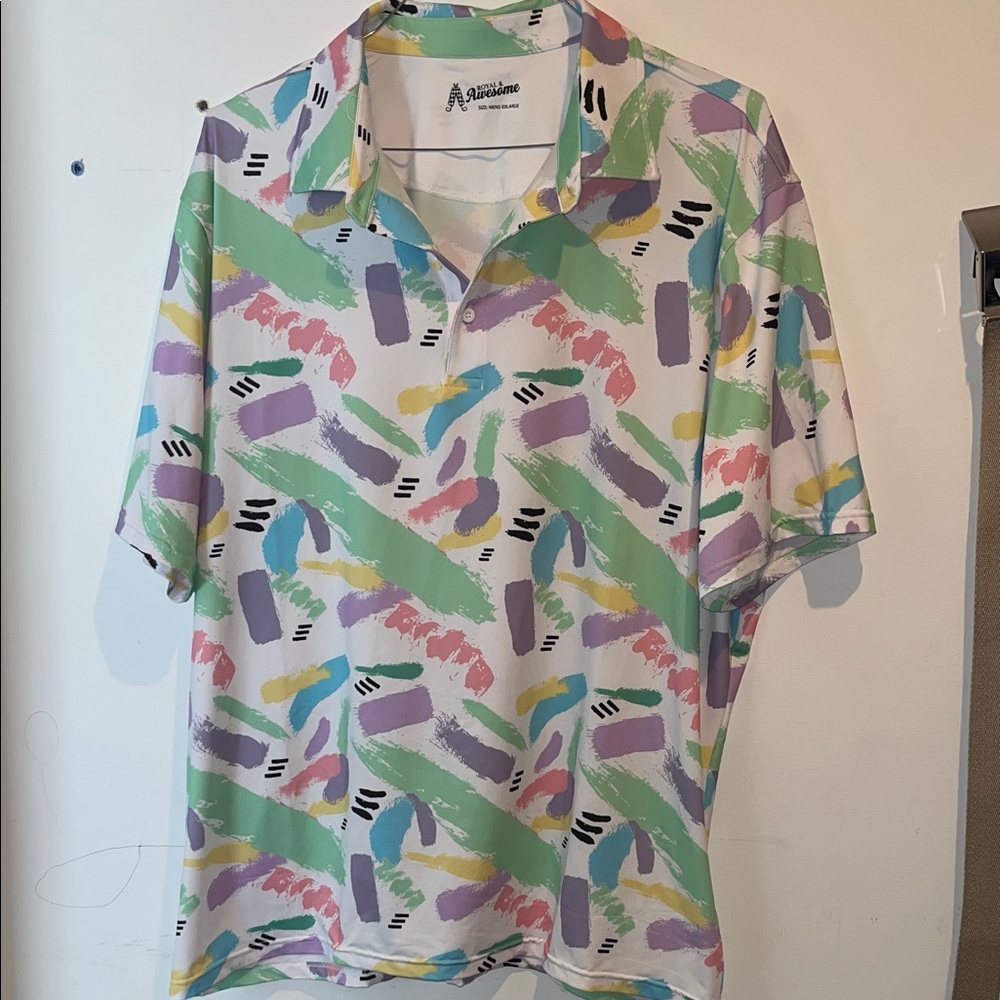 Royal & Awesome multi colored golf polo